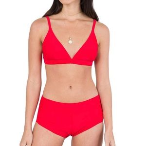 Marina West Red Triangle Bikini Top & Boy Short Bottoms. NWOT